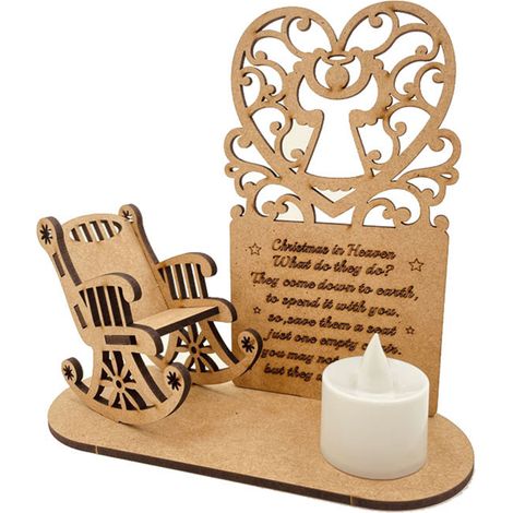 Décoration De Noël En Bois Fait Main - Coeur, Chaise Berçante Paradis Et Ange Poèmes Pour Honorer Les Êtres Chers Perdues-KZQ (1/2)
