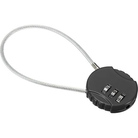 Schwarzes Zahlenschloss, 3,7 cm breit, 5 cm Innenhöhe, 3-stelliges, zurücksetzbares Sicherheitsschloss für Reisetaschen. (1/5)