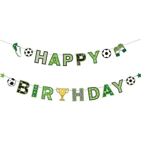 Alles Gute zum Geburtstag, grüner schwarzer Junge, Fußballbanner (1/2)