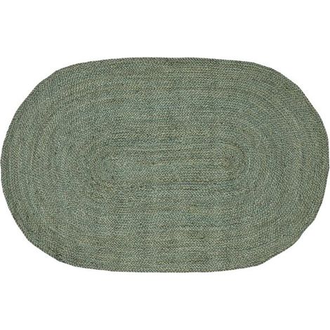 Tapis vert olive, 100 x 152 cm, jute. (1/5)