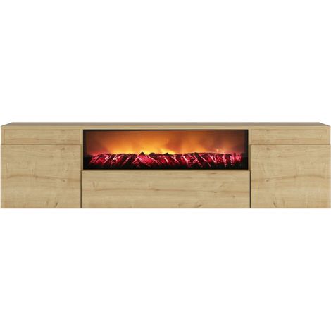 TV-Ständer mit LED-Kamin 180 cm Holzoptik PYRO