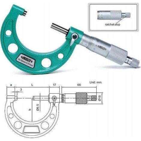 Insize 3203-100A Micrometro precisione 5 µm 75-100 mm (1/3)