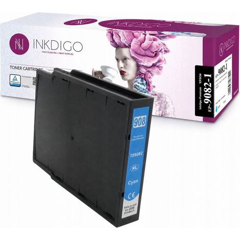 Tinta Inkdigo T9082 compatible con Epson WorkForce Pro WF-6090D2TWC con certificación TÜV. (1/5)