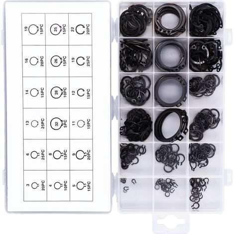 300-teiliges Set mit C-Clips, Sicherungsringen und Sprengringen für Maschinen und Fahrzeuge (1/5)