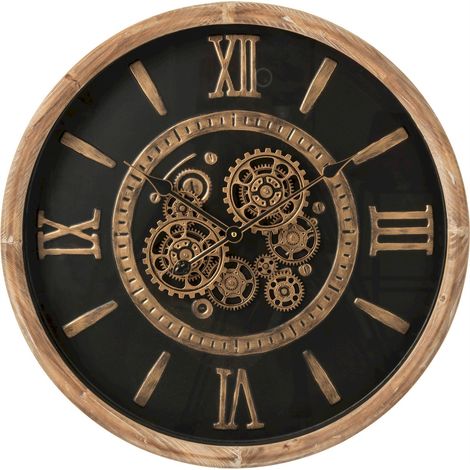 Horloge murale industrielle en métal - naturel et noir (1/4)