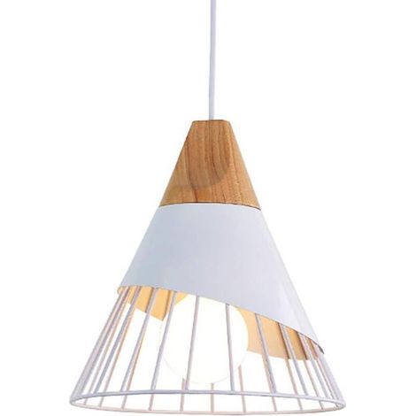 Rétro Metal Suspension en Métal Cage E27 Eclairage de Plafond , Industrielle Lustre Lampe Vintage Pendante Lumière Plafonnier Blanc