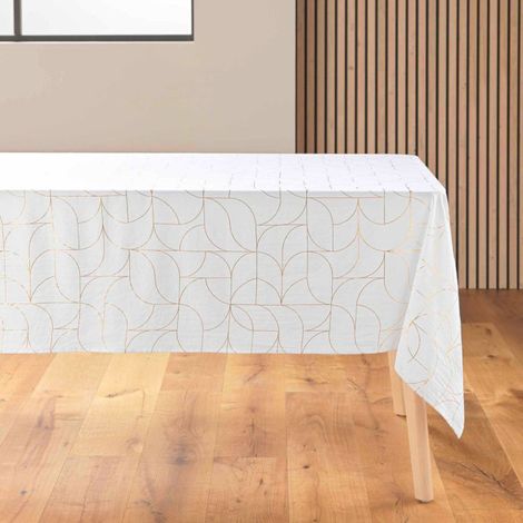 Nappe Antitache "Louxor" 140x240cm Blanc & Or (1/4)