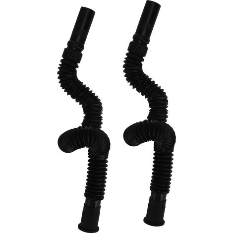 Lot de 2 tuyaux d'évacuation noirs pour lavabo, siphon intégré, drain de lavage pour évier de buanderie (1/5)