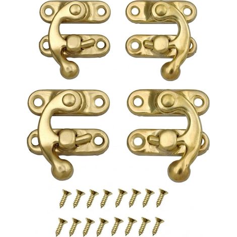 Lot de 4 Fermoirs à Corne (2 grandes + 2 petites) avec 16 Vis, Style Rétro Ancien pour Restauration Meubles, Boîtes en Bois, Coffrets Bijoux (1/5)