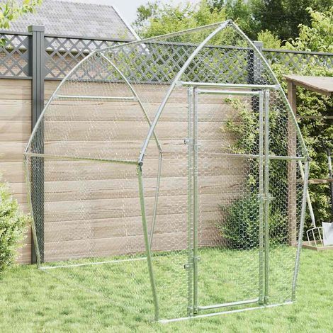 Cage à poules, argentée, 200 x 105 x 182 cm, acier galvanisé (1/5)