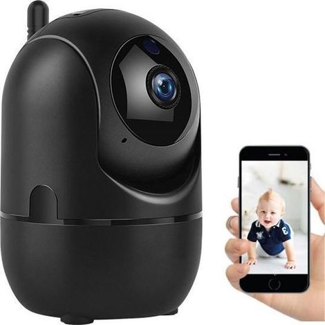 Cámara de seguridad - Cámara IP - 1080p - Función de audio - Rotación 360° - Negra