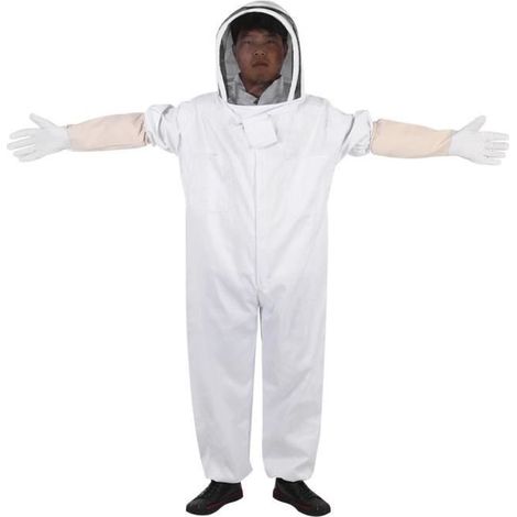 Gants de protection apiculteur - Professionnel - XXL - Coton - Couleur blanche - Taille ajustable (1/4)