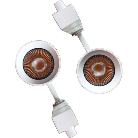 2 Pezzi Faro Led Binario Monofase 30W 2600LM 220V, Corpo Bianco, Luce Bianco Caldo 3000K, Angolo 36° CRI90, D80X138mm