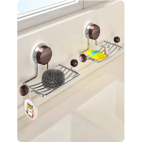 1 unidad - Jabonera con ventosa - Con soporte de montaje - Jabonera de baño - Moderna y sencilla (1/4)