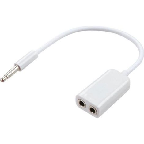 Splitter Répartiteur Hub 2 Ports-Prises Femelles Jack 3,5mm vers 1 fiche Mâle Jack 3,5mm Pour écouteurs Casque audio Blanc
