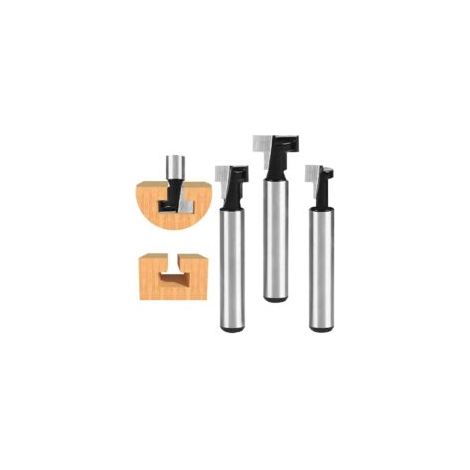 3 PCS 6,35 mm Fraise à fente en T (7,93/9,52/12,7 mm) Poignée de fraise avec lame Outils de travail du bois pour outils électriques Outils de travail du bois (1/5)