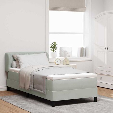 Cama con Somier y Colchón Gris Oscuro 80x200 cm Terciopelo (1/5)
