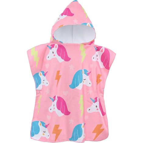 Poncho con capucha para niños, toalla de playa, toallas de baño para niños, bata de playa para cambiarse, toalla de baño, poncho para niños y niñas (60 x 60 cm) (1/5)