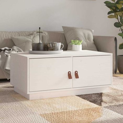 vidaXL Table basse Blanc 80x50x35 cm Bois massif de pin (1/5)
