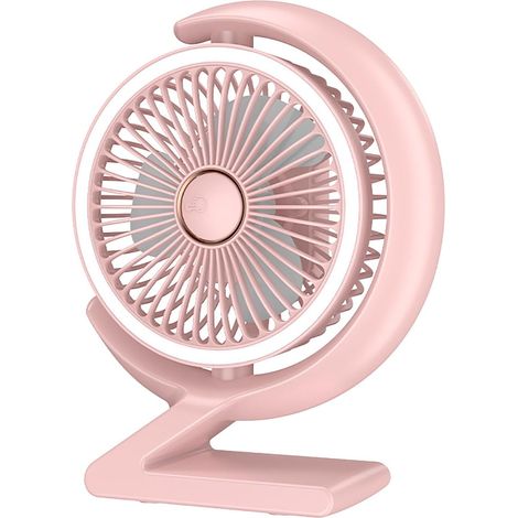 Ventilateur de bureau, ventilateur de bureau portable silencieux, ventilateur, lampe de bureau, adapté à la chambre, au bureau, rose (1/5)