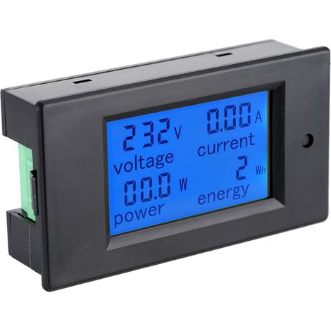 Testeur de courant, tension et puissance active numérique LCD 80-260 V CA, ampèremètre et voltmètre multifonctionnel (1/2)