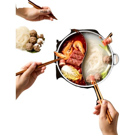 Olla china para fondue, acero inoxidable, 26 cm de diámetro, compatible con placas de inducción y gas, calentamiento rápido, bordes redondeados. (1/5)