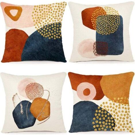 Housse Coussin 45x45 Lot de 4 Coussins Décoratifs Motif Géométrique Lot de Coussin (1/4)