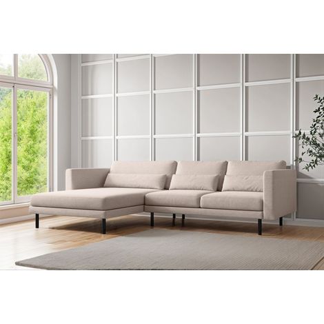 Ecksofa Designersofa AGADA in Stoff Verita Beige Ottomane Links (1/2)