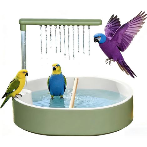 Bain d'oiseaux, douche, perruches, sortie, cascade, design antidérapant, fontaine, bassin, cage, plaisir, bain, perruches inséparables (1/5)