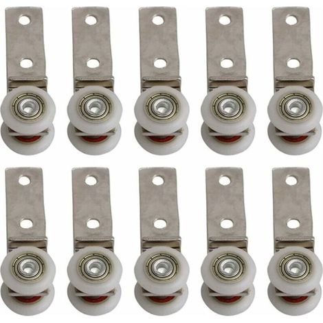 Pack de 10 roulettes en métal 1,9 cm – Capacité de charge jusqu'à 40 kg – Pour portes coulissantes et meubles – Installation facile avec support (1/4)