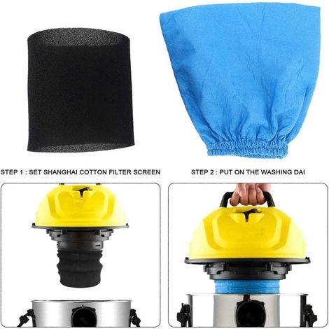 Sacs filtrants textiles en mousse pour filtres humides et secs Karcher MV1 WD1 WD2 (1/4)