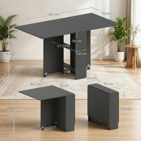 Table multifonctionnel extensible avec roulettes, table à manger pliable, table coulissante flexible (1 pièce uniquement) (1/5)