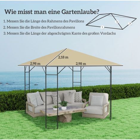 Toile de toit de tonnelle 3 x 3 m imperméable UPF30+ en polyester beige HAVRYA (1/3)