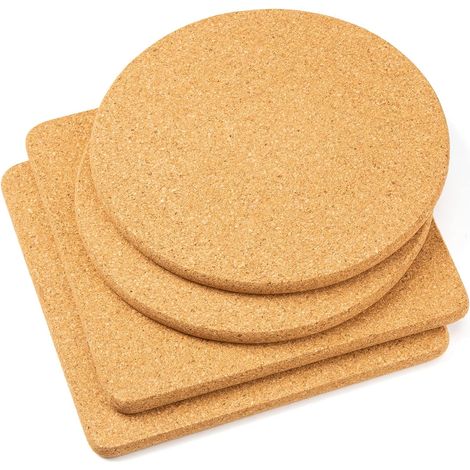 Dessous de plat en liège résistant à la chaleur (lot de 4) — 90 x 90 x 3 mm (1/4)