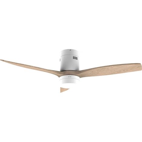 EVVO Ventilateur de plafond avec lumière LED et WiFi, silencieux, Ø132 cm, 3 pales, moteur DC 40 W, 6 vitesses, minuterie jusqu’à 4 h, fo