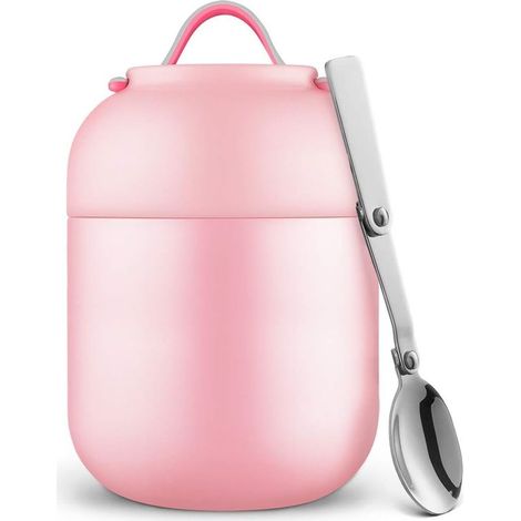 Boîtes Alimentaires Isothermes, Thermos étanche Portable 700ML avec Cuillère Pliante en Acier Inoxydable, Contenant de Nourriture pour école Bureau Camping Rose-Fei Yu (1/5)