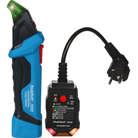 Détecteur de fusibles/circuit électrique avec testeur de prise 230 V Schuko recherche sans contact NCV Testeur de tension pour installation électrique 1 pièce Bleu (1/5)