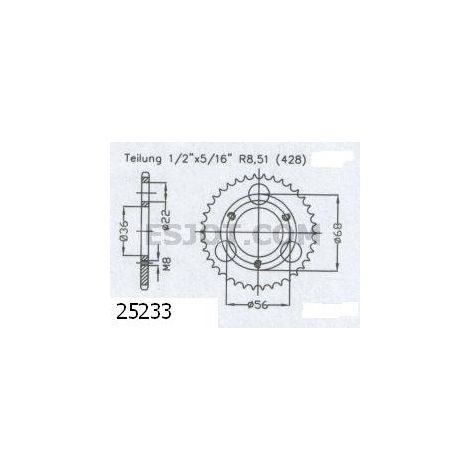 Couronne Adly Silver Fox - 428 - 28 Dents - Similaire JTR5233
