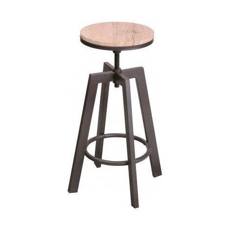 Lot de 2 tabourets de bar style industriel Dock - D 43 x H 71 cm - Bois et Métal - Livraison gratuite (1/3)