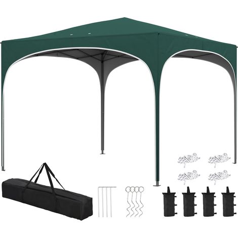 Gazebo da Giardino ad Altezza Regolabile con Fori di Drenaggio e Borsa da Trasporto, in Metallo, Verde