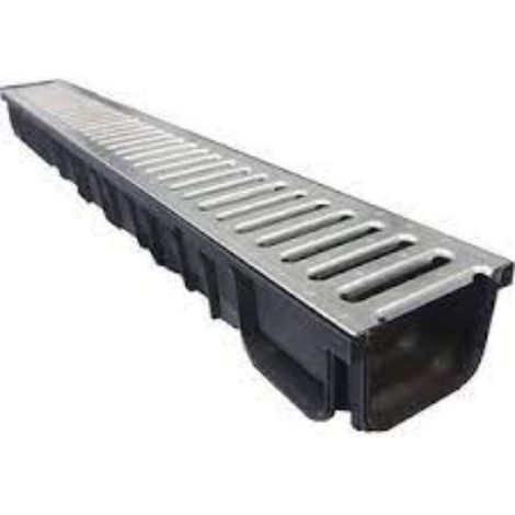 Grille de voirie en acier galvanisé A15 – Caniveau midi passerelle 80 x 100 mm – Charge maximale 1500 kg – Usage industriel et zones de passage intensives