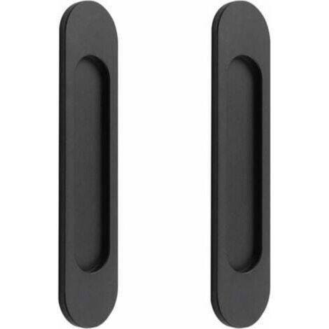 2 Pack Self-Adhesive Oval Sliding Door Handle, Matte Black Aluminum Alloy Punch-Free Sliding Door Handle for Sliding Barn Doors (1/5)