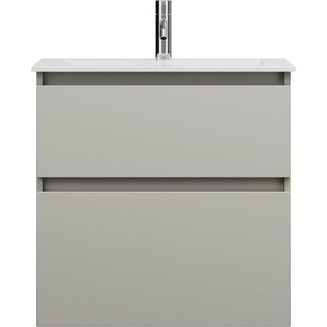 burgbad Lin20 Lavabo bajo para lavabo blanco brillante con mueble