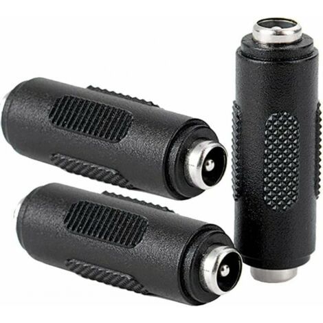 3 Pcs DC Connecteur d'alimentation Femelle à Femelle de 5.5x2.1mm, Adaptateur de coupleur Femelle à Femelle pour CCTV (1/5)