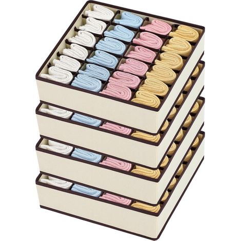 Aufbewahrungsboxen 24 Zellen Socken Unterwäsche Schubladen Hanfasche (1/5)