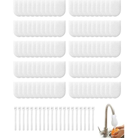 100 Pièces Sac Filtrant Coton Robinet Filtre avec 20 Sangles Anti-éclaboussures, Filtre à Eau Robinet Anti-Calcaire et Purificateur sous Évier, pour Cuisine et Salle de Bain