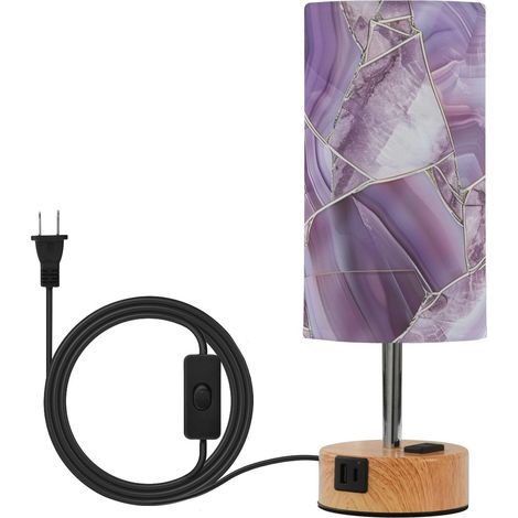 Lampe de table à motif abstrait en marbre améthyste pour chambre (1/5)