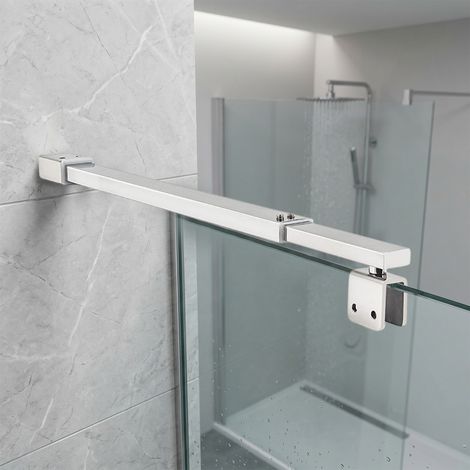 Barre de stabilisation de verre extensible 700-1200 mm, Bras de support en acier inoxydable pour fixation de paroi de douche sans cadre, mur à verre, pour verre épais 8-10 mm (Argent) (1/5)