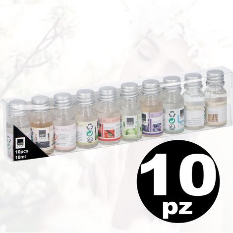 TRADE SHOP - Set 10 Profumatori Ambiente Ricarica Olio Profumo 10ml Assortiti Per Bruciatore - (1/2)