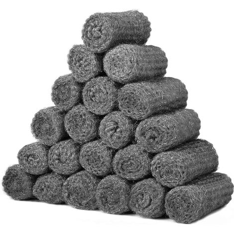 Lot de 20 Bobines de Laine d'Acier Grade 0000, Polissage Acier Laine Idéal pour le Nettoyage, le Polissage, l'Entretien et la Finition du Bois, du Verre